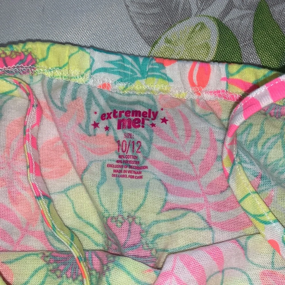 Extremely Me Bright Yellow, Green & Pink Romper sz Youth 10 EUC